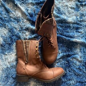 Brown Lace-Up Ankle Boots